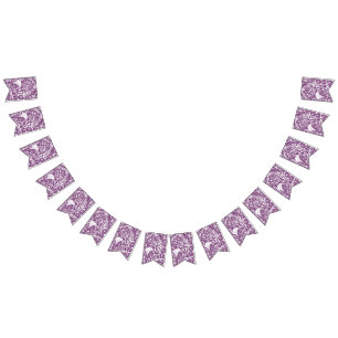 Bandeirinha Folhas Botânicas e Flores Roxo