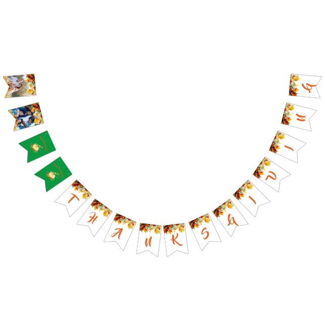 Bandeirinha Folhas de aquarela de foto de Ação de Graças (Todos)