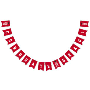 Bandeirinha Formatura 2026 Parabéns Graduado Vermelho Branco