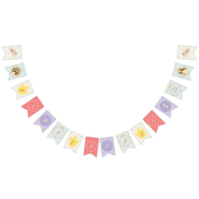 Bandeirinha Foto de Aniversário do nome da Princesa Mágica Fad (Todos)