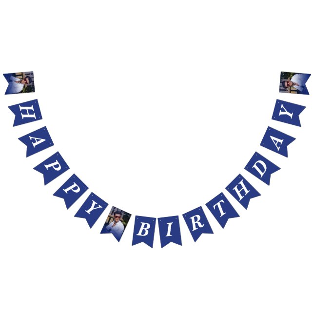 Bandeirinha Foto de Feliz Aniversário Feliz Gradiente Rosa Esm (Todos)