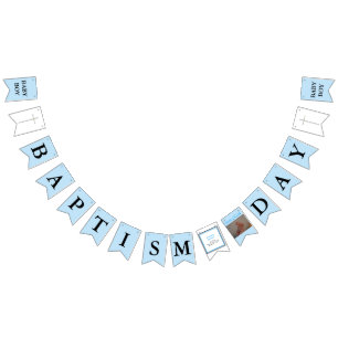 Bandeirinha Foto do Baptism Cross Blue Black Boy