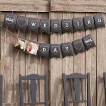 Foto do casal Faux Chalkboard Placas de Casamento