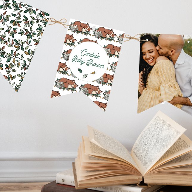 Bandeirinha Foto do Chá de fraldas Woodland Storybook (Woodland Photo Baby Shower Bunting)