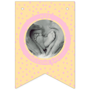 Bandeirinha Foto do New Baby Girl Newborn, de boas-vindas ao r
