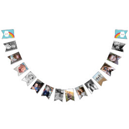 Bandeirinha Foto do primeiro aniversario Blue Rainbow Baby