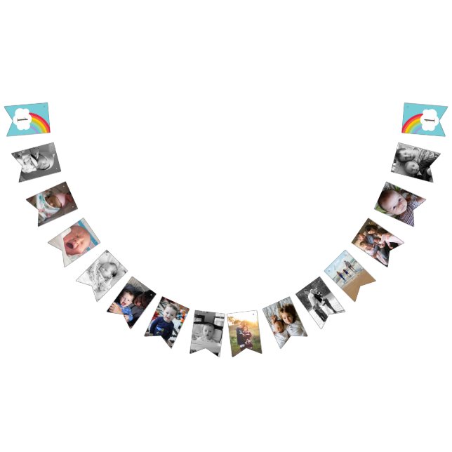 Bandeirinha Foto do primeiro aniversario Blue Rainbow Baby (Todos)