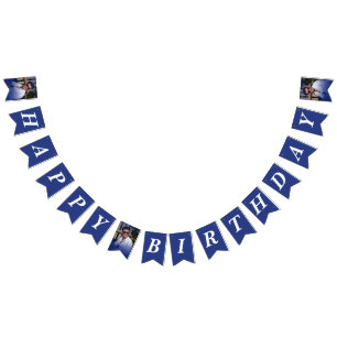Bandeirinha Foto Gradiente Marinho Feliz Aniversário