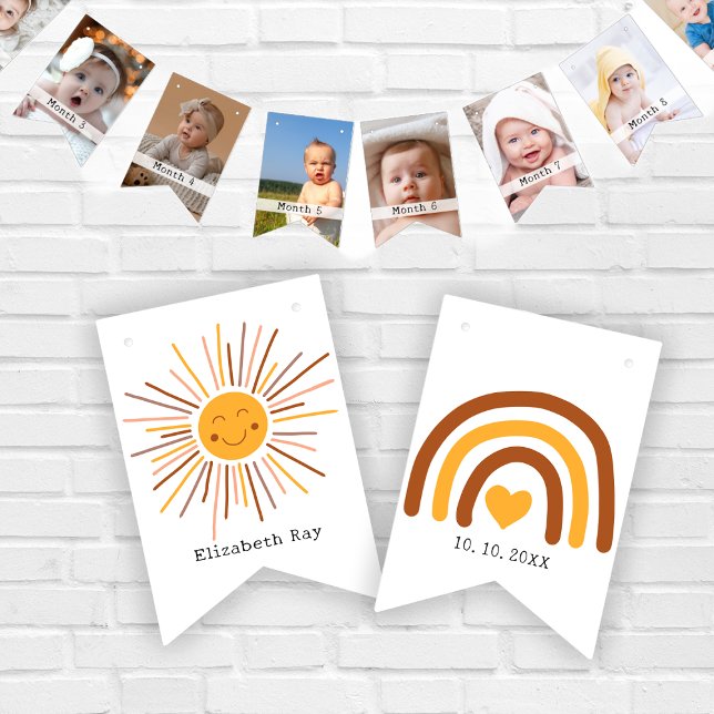 Bandeirinha Foto mensal do primeiro aniversário do Boho person (Criador carregado)