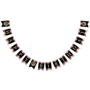 Bandeirinha Foto personalizada, cor-de-rosa, Dourada,