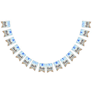 Bandeirinha Foto personalizada Sinalizadores e texto de parto 