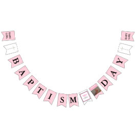 Bandeirinha Foto Preta Rosa Batismo