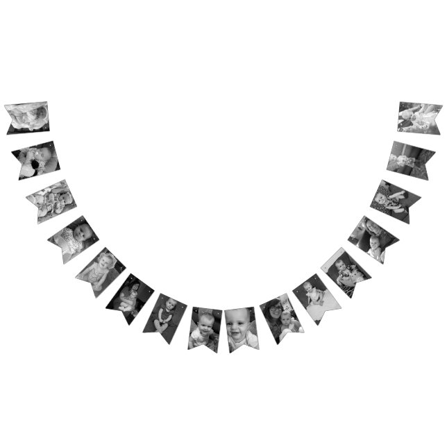 Bandeirinha Foto preto e branco do primeiro aniversário (Todos)