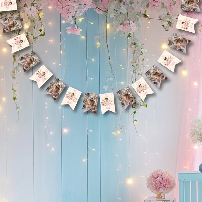 Bandeirinha Foto primeiro aniversario de Jardim Floral de Fada (Criador carregado)