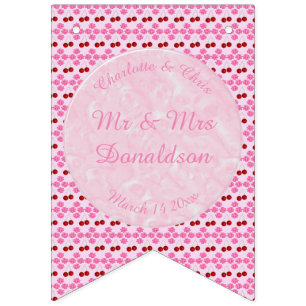 Bandeirinha Frutos e cerejas do Casamento da primavera cor-de-