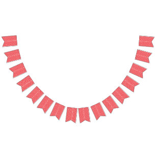 Bandeirinha fundo vermelho e branco com padrão de diamante