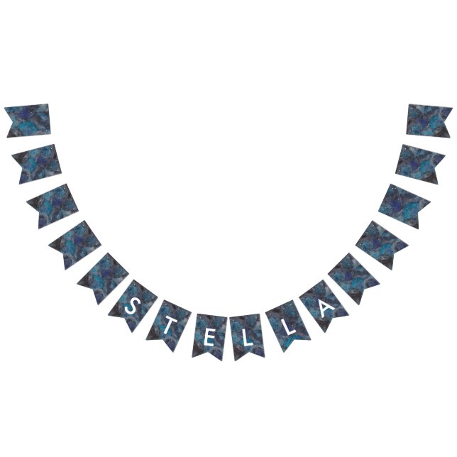 Bandeirinha Galáxia de Partido Espacial Personalizada Azul (Todos)