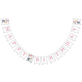 Bandeirinha Galáxias de Aniversário de Rapariga do Espaço Exte