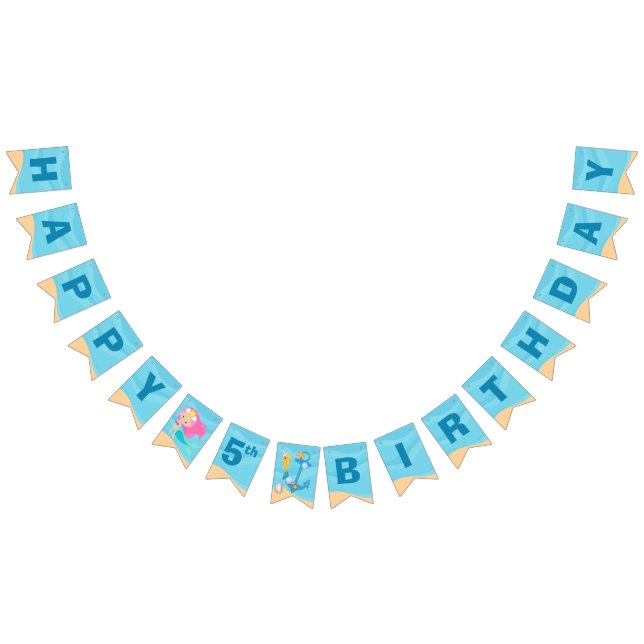 Bandeirinha Garota Sereia, Festa de aniversário de Piscina de  (Todos)