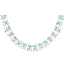 Bandeirinha Garrafa de bebê elefante verde e Cinza branca