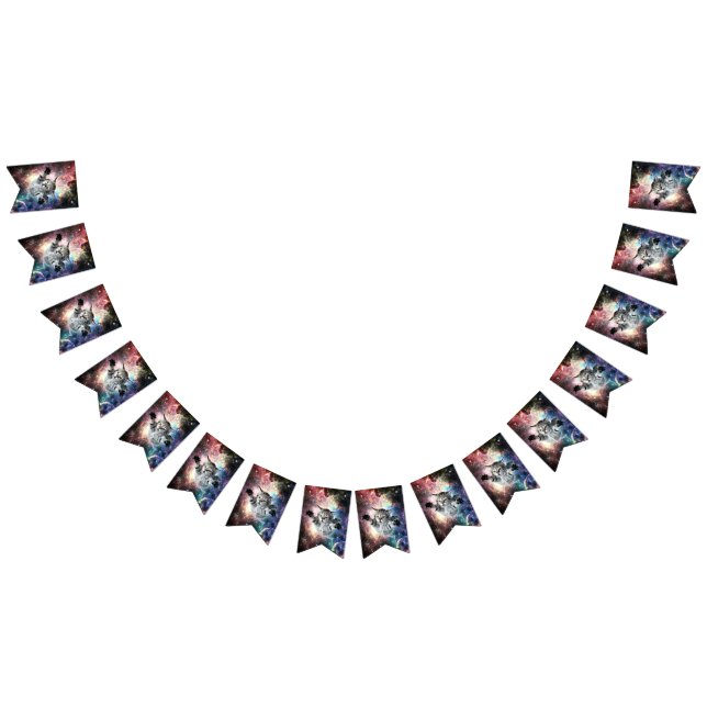 Bandeirinha Gato engraçado no espaço (Todos)