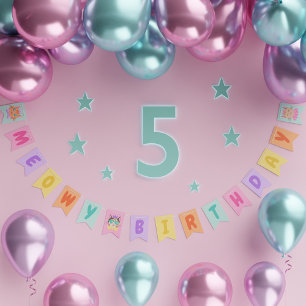 Bandeirinha Gatos-Arco-Íris Cuto-Curtos-de-Aniversário