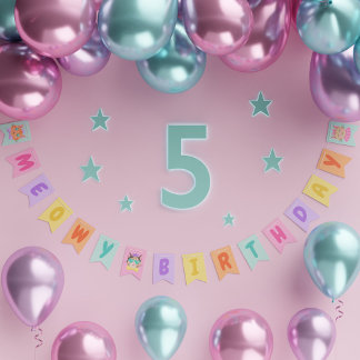 Bandeirinha Gatos-Arco-Íris Cuto-Curtos-de-Aniversário