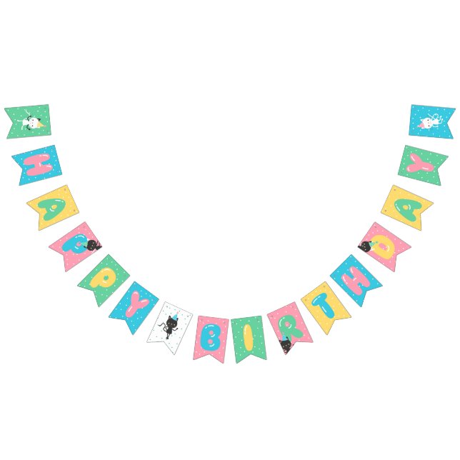 Bandeirinha Gatos & feliz aniversario das letras do balão (Todos)