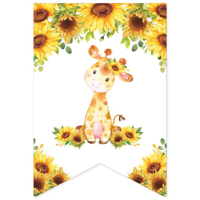 Bandeirinha Girafa Floral Girafa Chá de fraldas Aniversário (Primeira Bandeira)