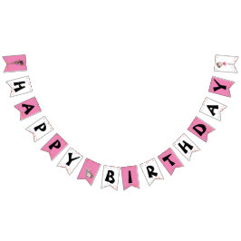 Bandeirinha Girls Gymnastics Feliz Aniversário Pink Rainbow