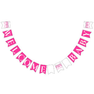 Bandeirinha GIRLY PINK "Welcome Baby" CHÁ DE FRALDAS