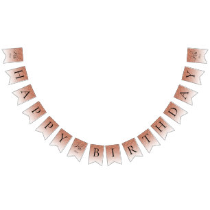 Bandeirinha Glitter Glam Sweet 16 Rosa Dourado Glitter Birthda