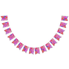 Bandeirinha Glitter Rosa Arco-Íris Dourado Feliz Aniversário