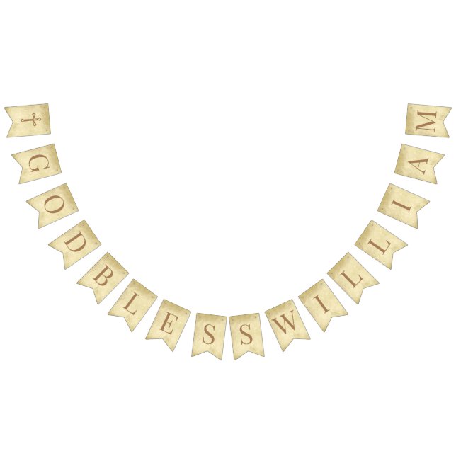 Bandeirinha God Bless 7 Letters Brown Parchment Confirmation (Todos)