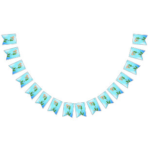 Bandeirinha Gradação do céu azul com ramificação primavera flo