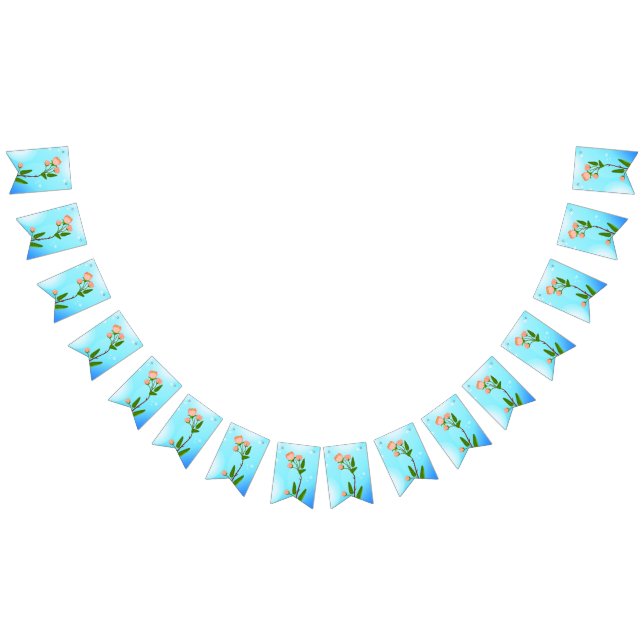 Bandeirinha Gradação do céu azul com ramificação primavera flo (Todos)