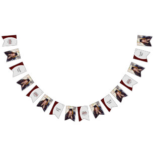 Bandeirinha Graduação de Foto de Quadro Curvo Maroon