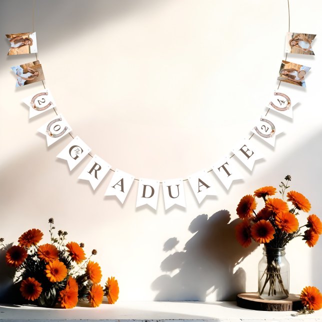 Bandeirinha Graduação de Foto Ocidental no País da Cowgirl (Cowgirl Country Western Photo Graduation Bunting Flags)