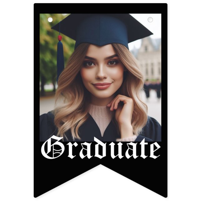 Bandeirinha Graduação de Fotografias de Formando Preto Elegant (Primeira Bandeira)