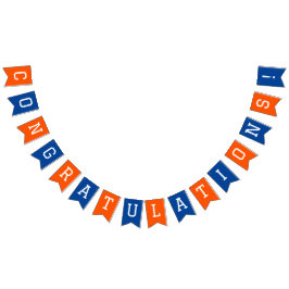 Bandeirinha Graduação de Parabéns Azuis e Laranja