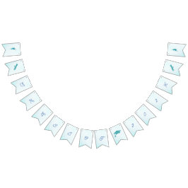 Bandeirinha Graduação Personalizável de Flor Azul Elegante