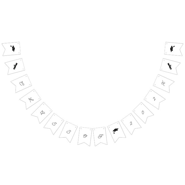 Bandeirinha Graduação Personalizável Simples Preto E Branco (Todos)