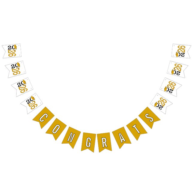 Bandeirinha Graduation 2026 Gold and Black  (Todos)