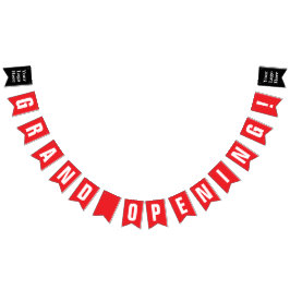 Bandeirinha Grand Opening Bright Red and White Your Logo Here