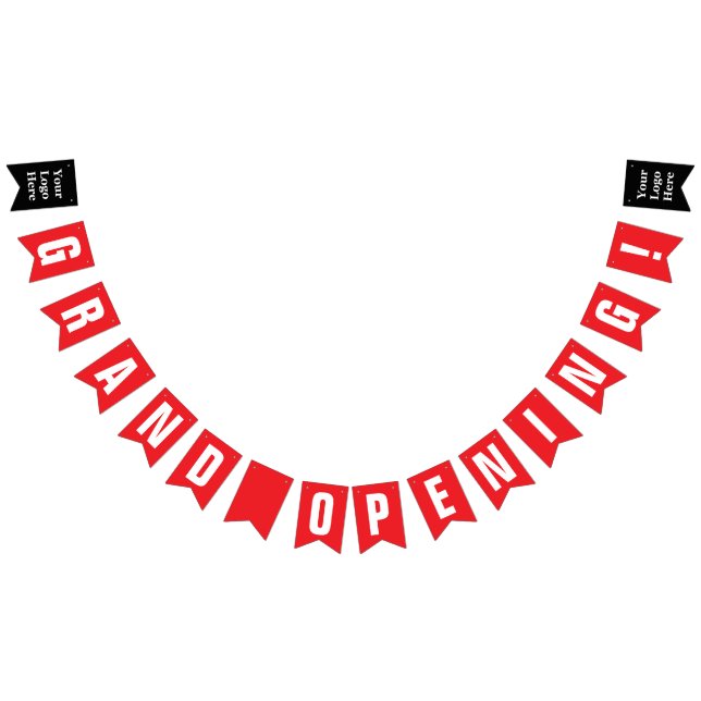 Bandeirinha Grand Opening Bright Red and White Your Logo Here (Todos)