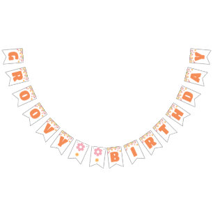 Bandeirinha Groovy Birthday Daisy Hippie Birthday