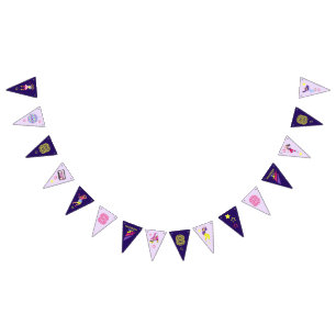Bandeirinha Groovy Disco Purple Party Retro 80s 90 Raparigas