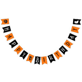 Bandeirinha Halloween Birthday Gótica Letters Orange and Black