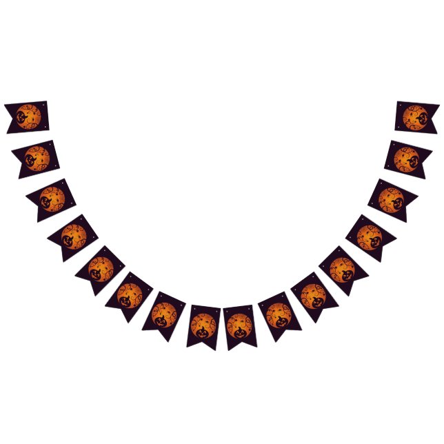 Bandeirinha Halloween Jack ou lanterna abóbora face e aranha (Todos)