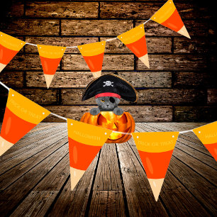 Bandeirinha Halloween Trick ou Treine Candy Corn